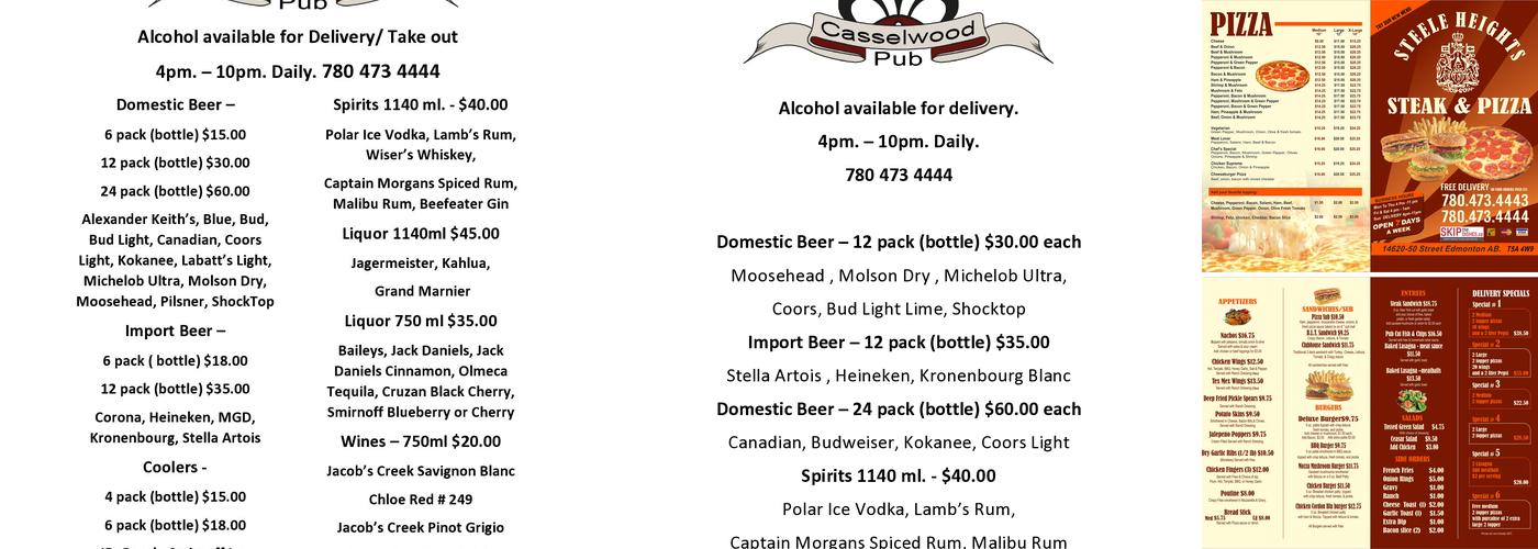 Steele Heights Steak & Pizza Menu