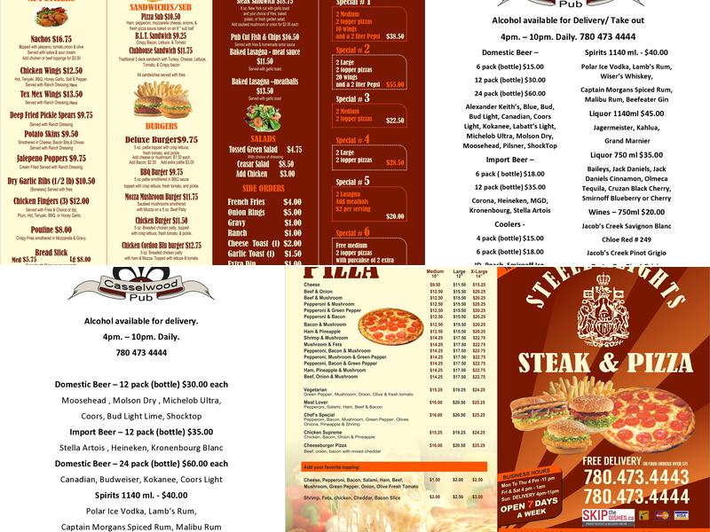 Steele Heights Steak & Pizza Menu