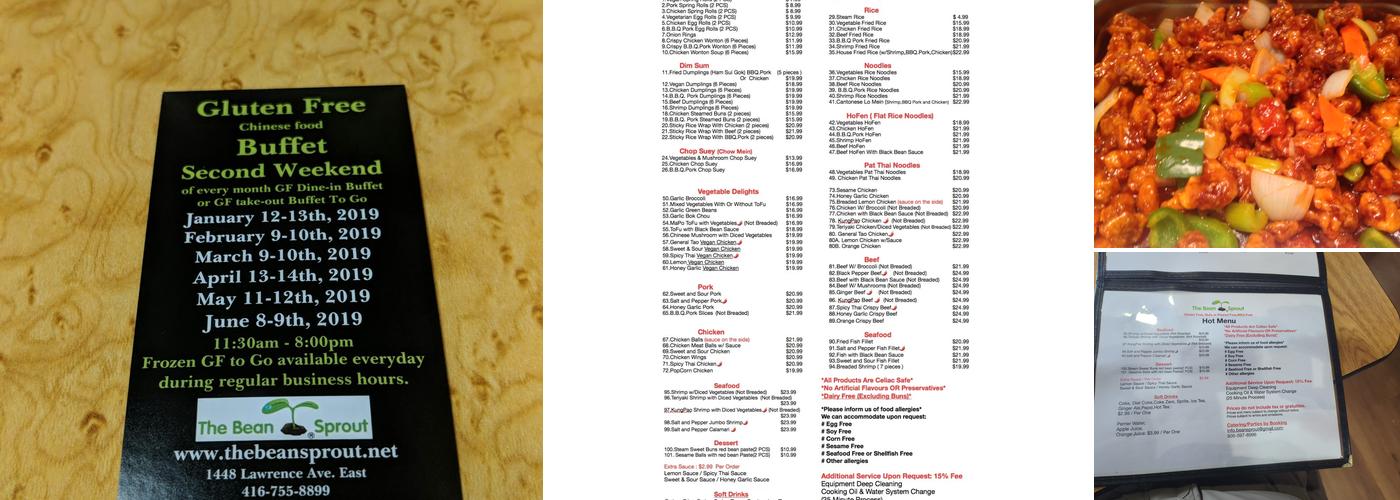 The Bean Sprout Menu