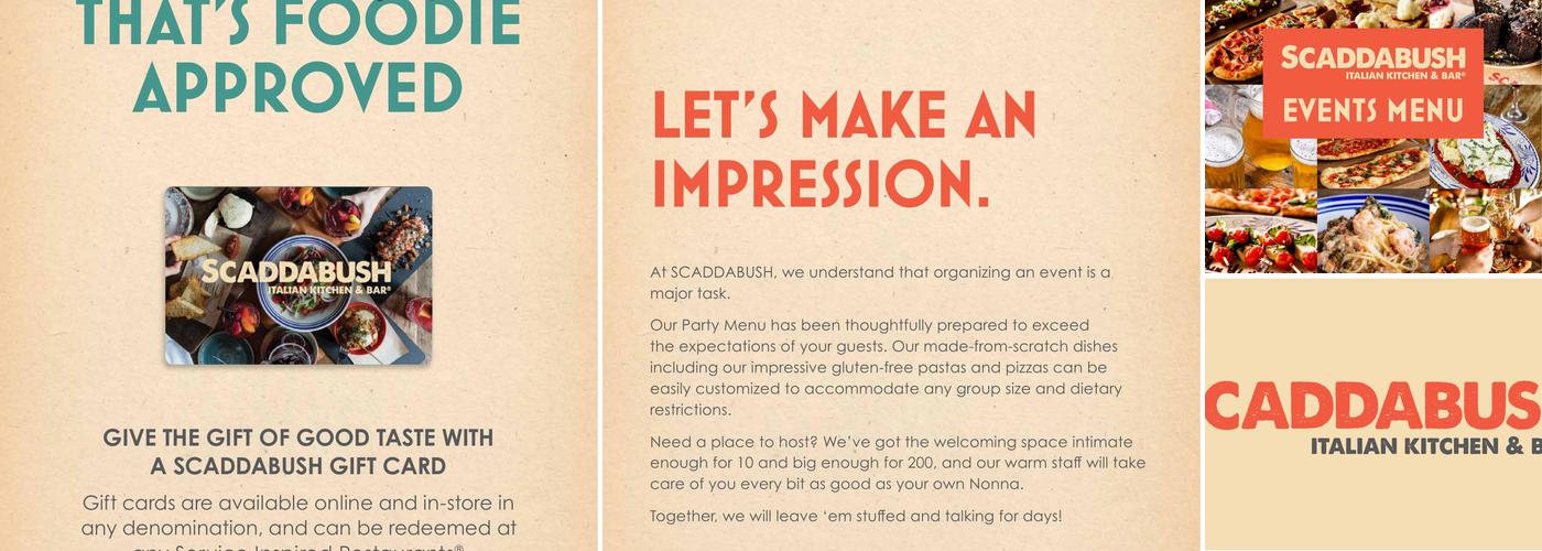 Scaddabush Italian Kitchen & Bar Vaughan Menu