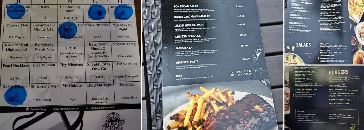 Fox And Fiddle Menu