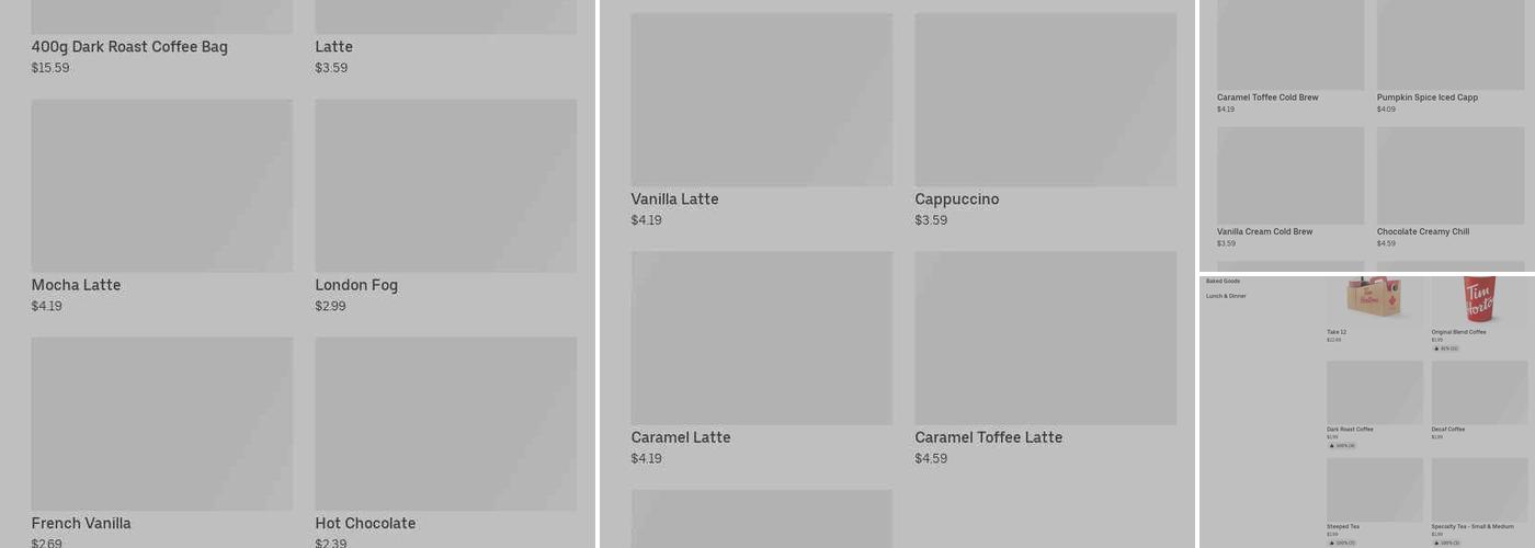 Tim Hortons Menu