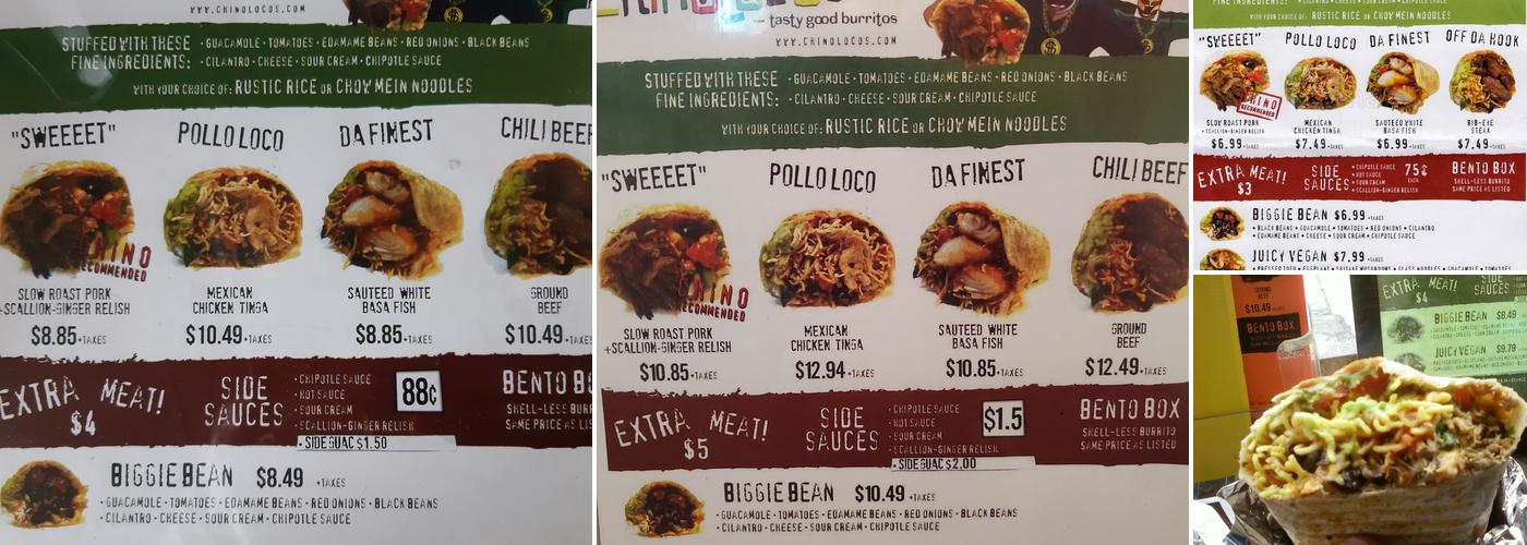 Chino Locos Menu