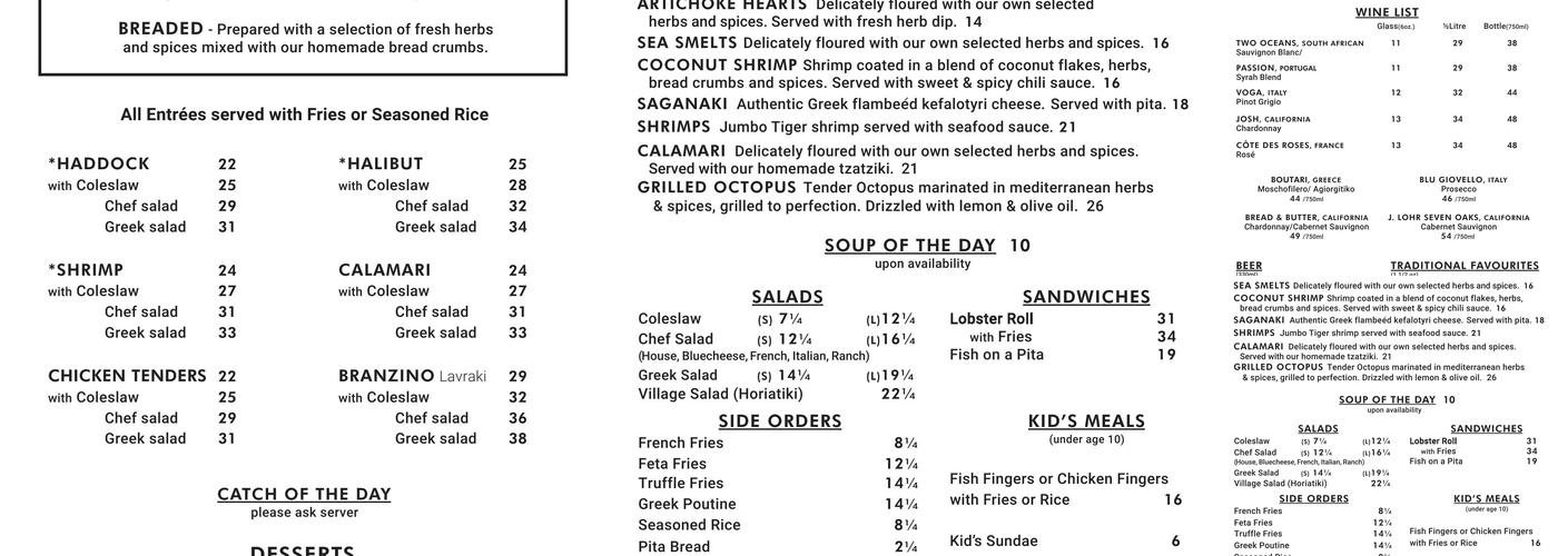 John's Fish & Chips Menu