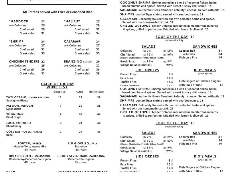 John's Fish & Chips Menu
