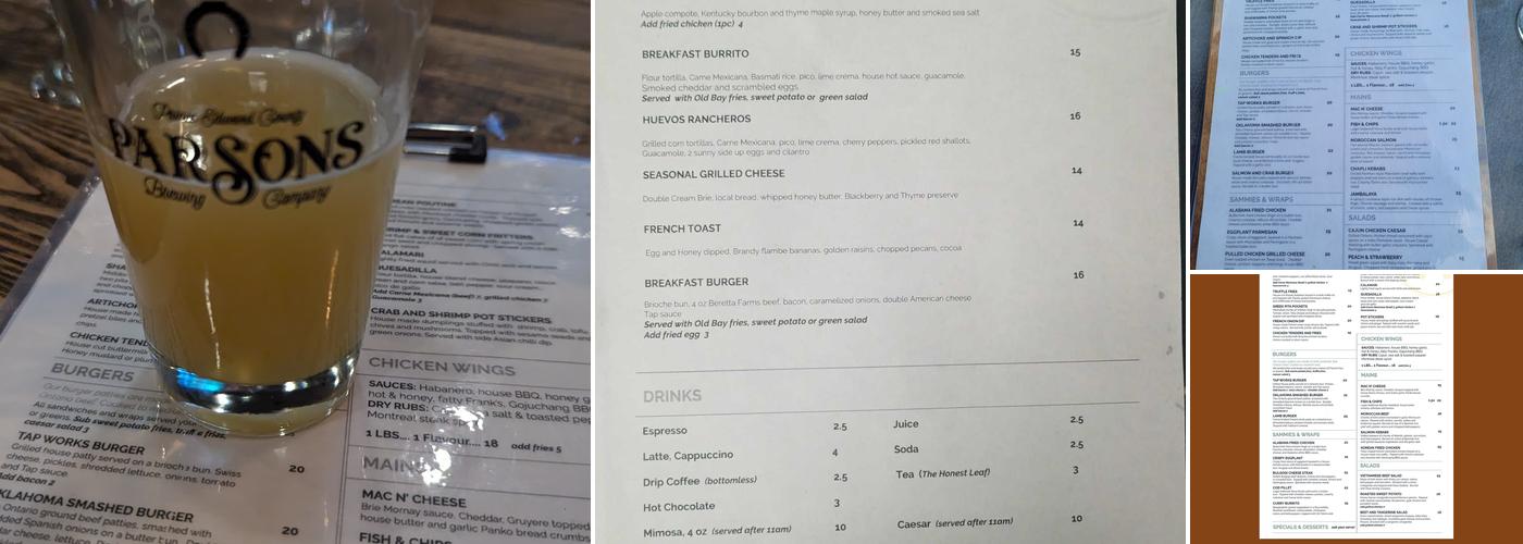 Tap Works Pub Menu