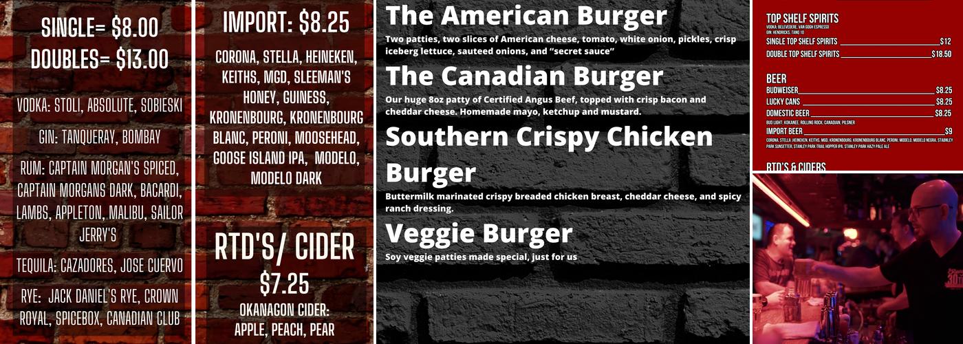 The Roxy Cabaret Menu