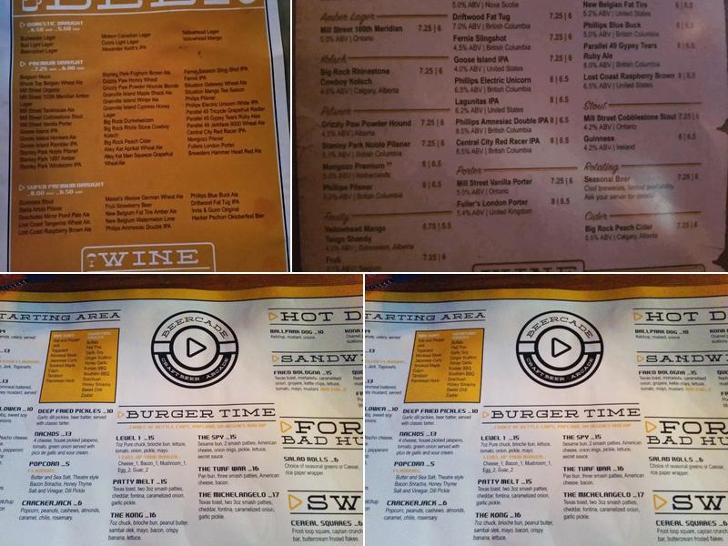 Beercade Menu