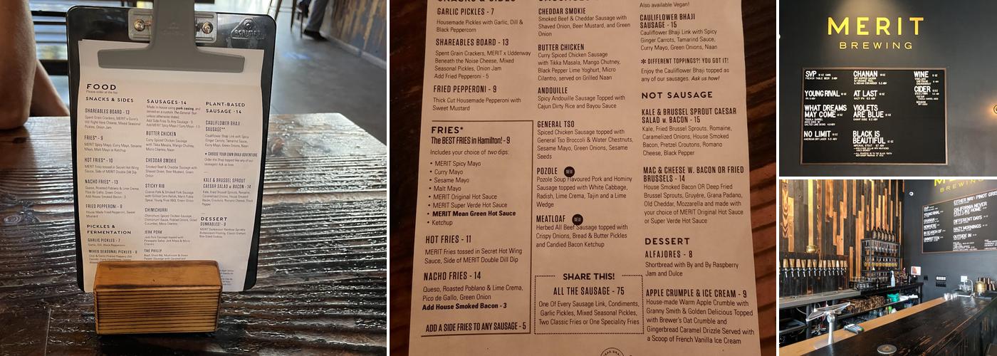 MERIT Brewing Company Menu