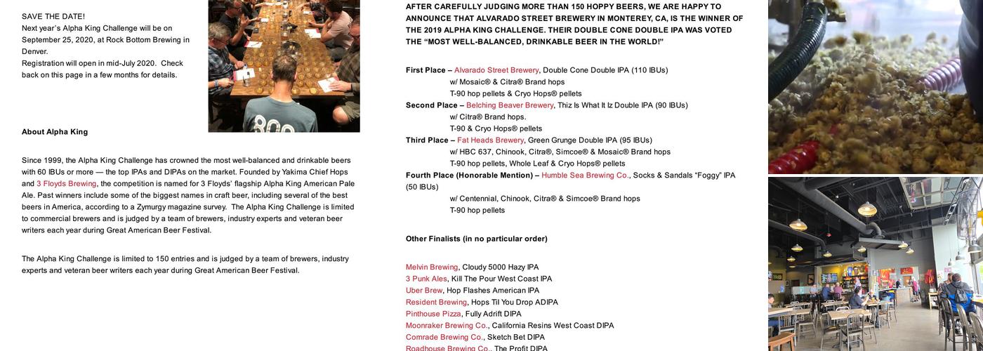 Comrade Brewing Company Menu