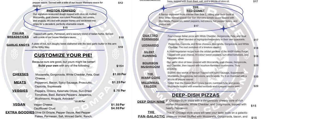 Innerspace Brewing Company Menu