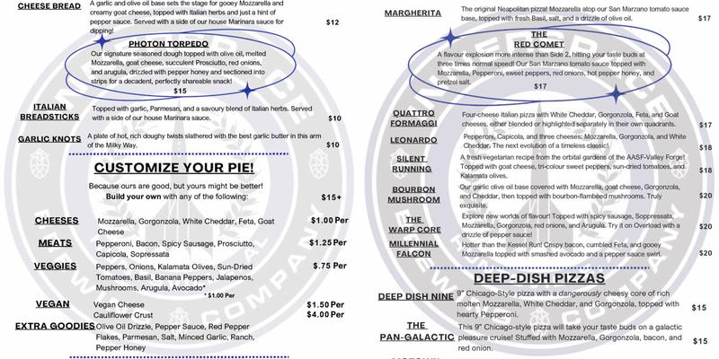 Innerspace Brewing Company Menu