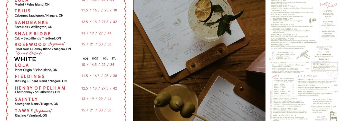 The Tin Fiddler Menu