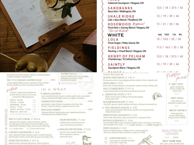 The Tin Fiddler Menu