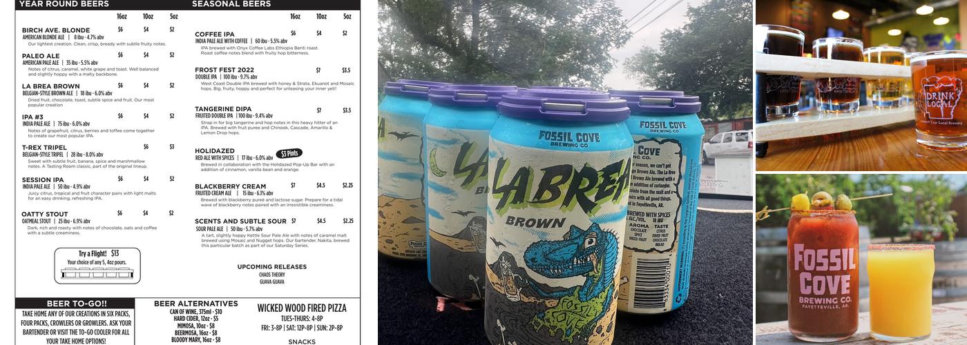 Fossil Cove Brewing Co. Menu