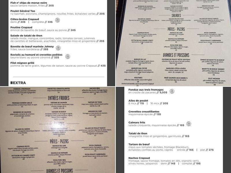 Le Crapaud Menu