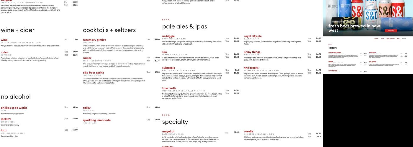 Steel & Oak Brewing Co. Menu