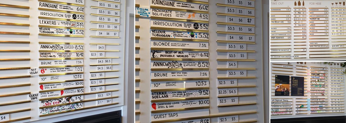 Dageraad Brewing Menu