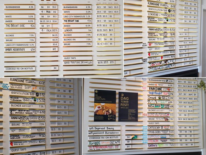 Dageraad Brewing Menu
