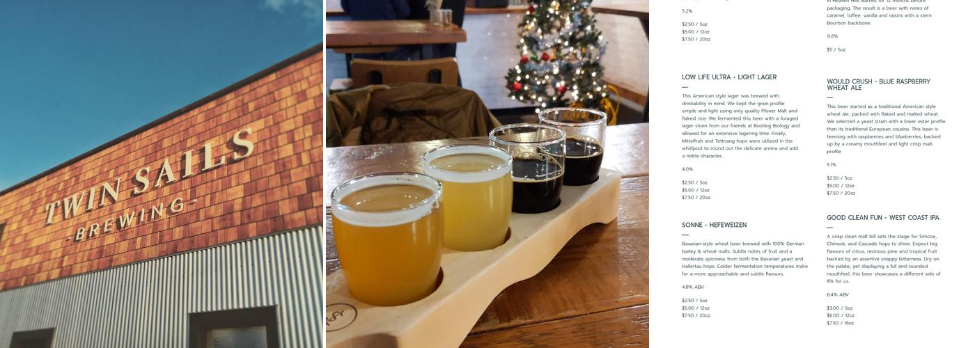 Twin Sails Brewing Menu