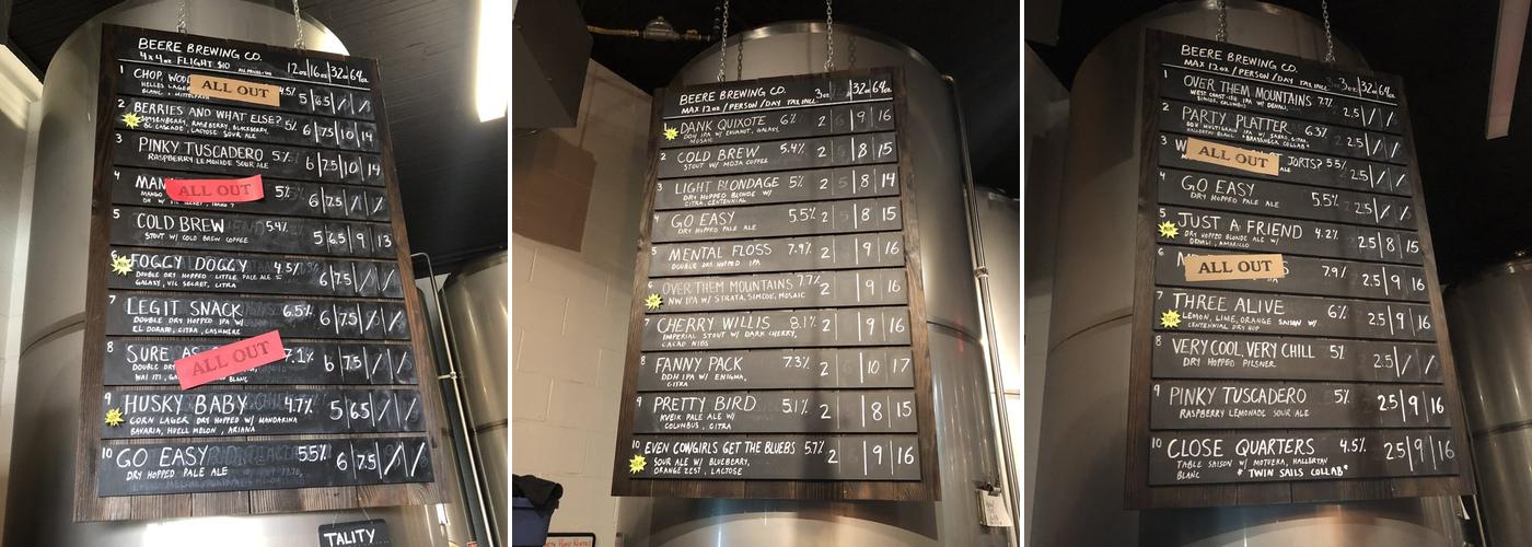 Beere Brewing Company Menu