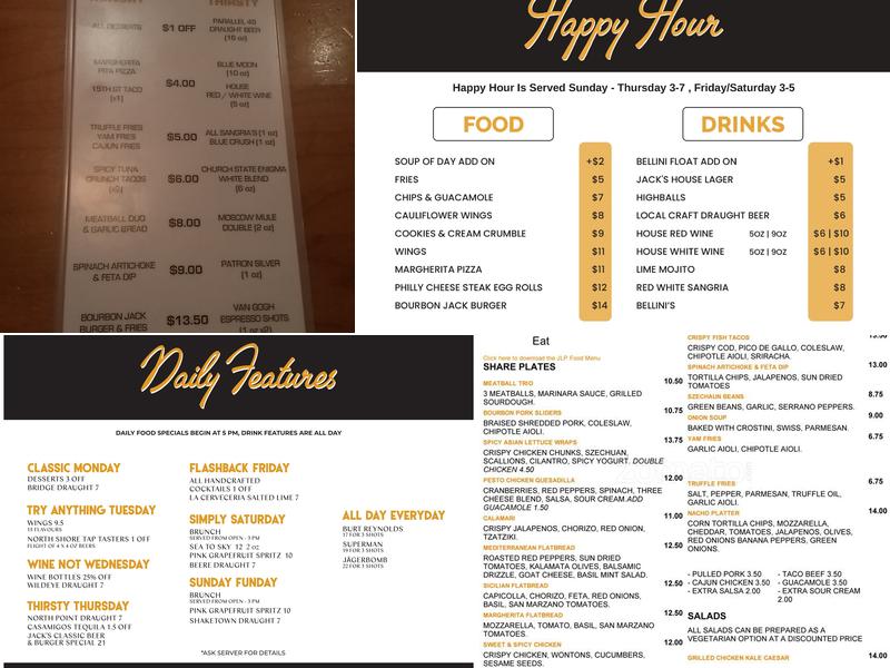 Jack Lonsdale's Public House Menu