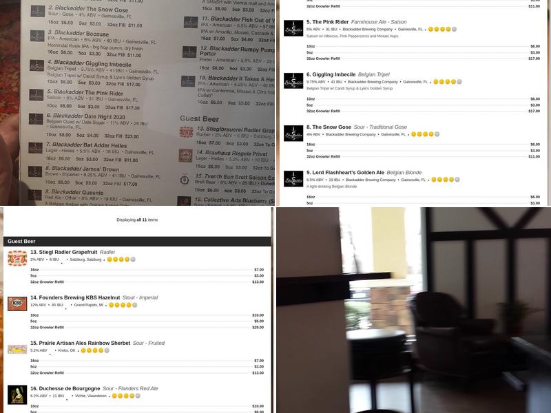 Blackadder Brewing Company Menu