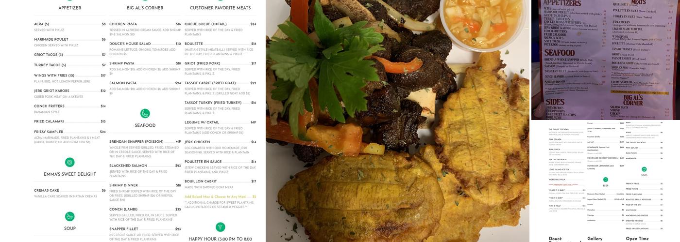 Doucè Restaurant and Lounge Menu