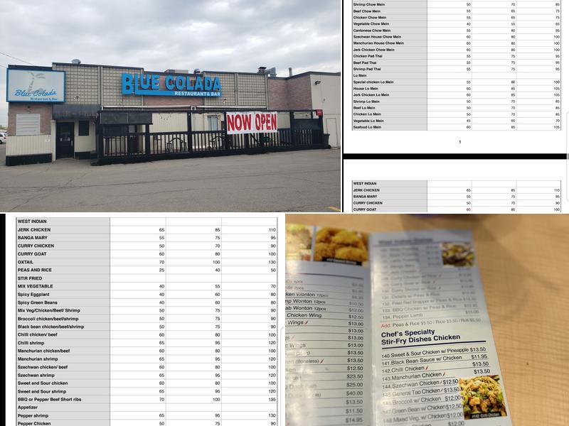 Blue Colada Restaurant and Bar Menu