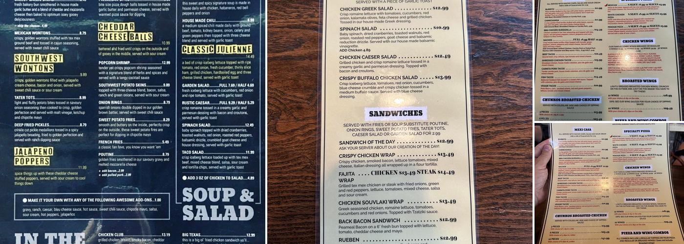 Lazy Lizard Menu