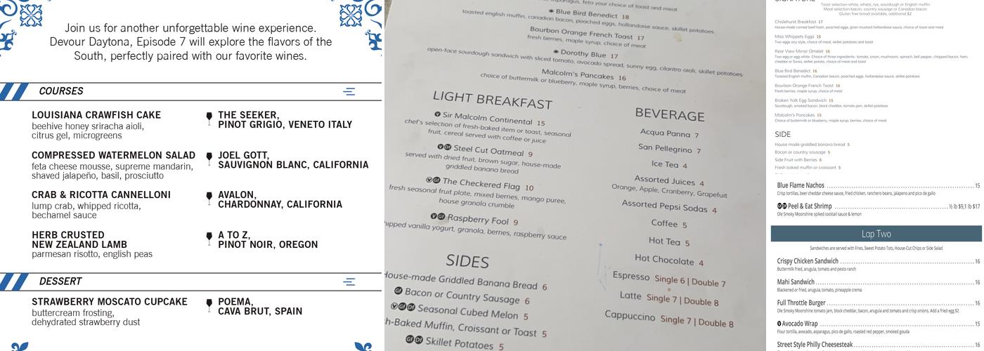 Blue Flame Menu