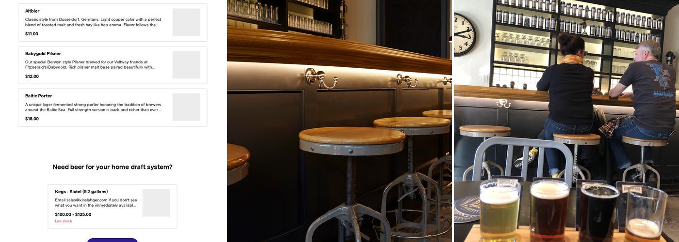 Kinslahger Brewing Company Menu