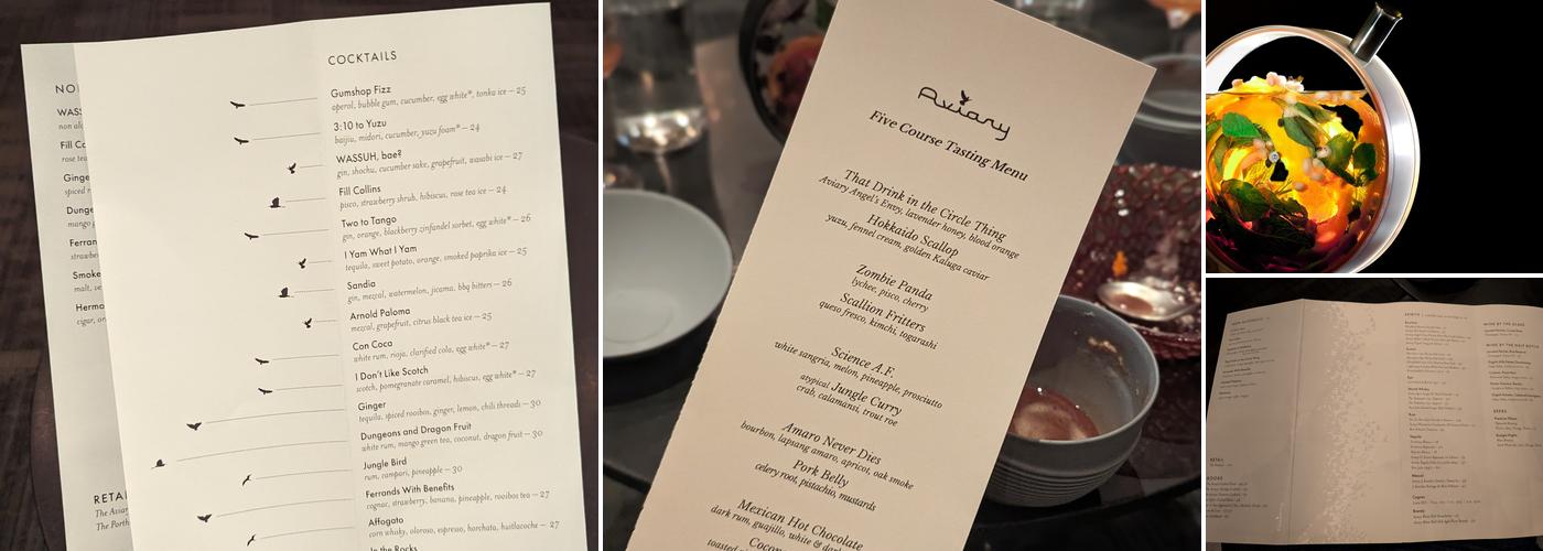 The Aviary Menu