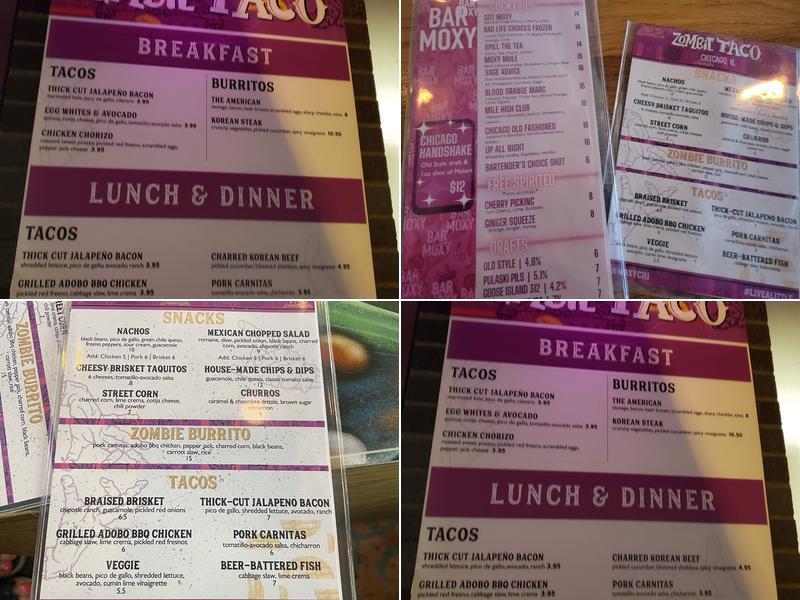 Moxy Chicago Downtown Menu