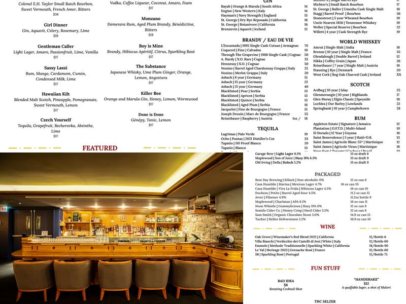 Watershed Bar Menu