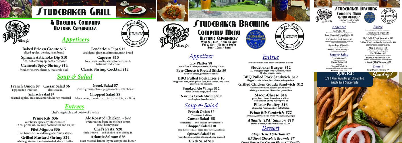 Studebaker Brewing Co. Menu