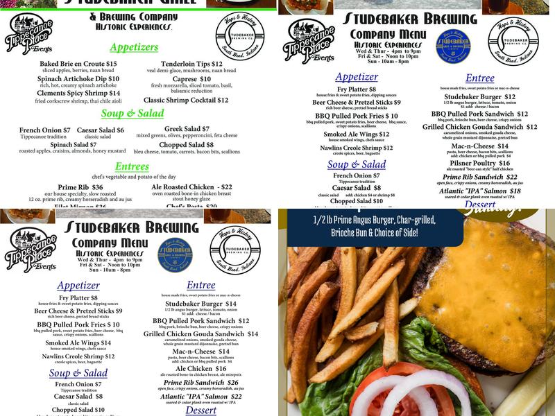 Studebaker Brewing Co. Menu