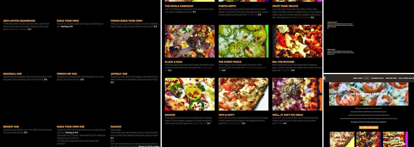 The Guardian Brewing Co. Menu