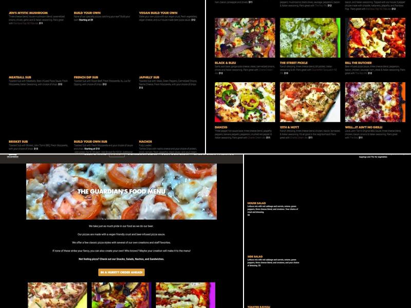 The Guardian Brewing Co. Menu