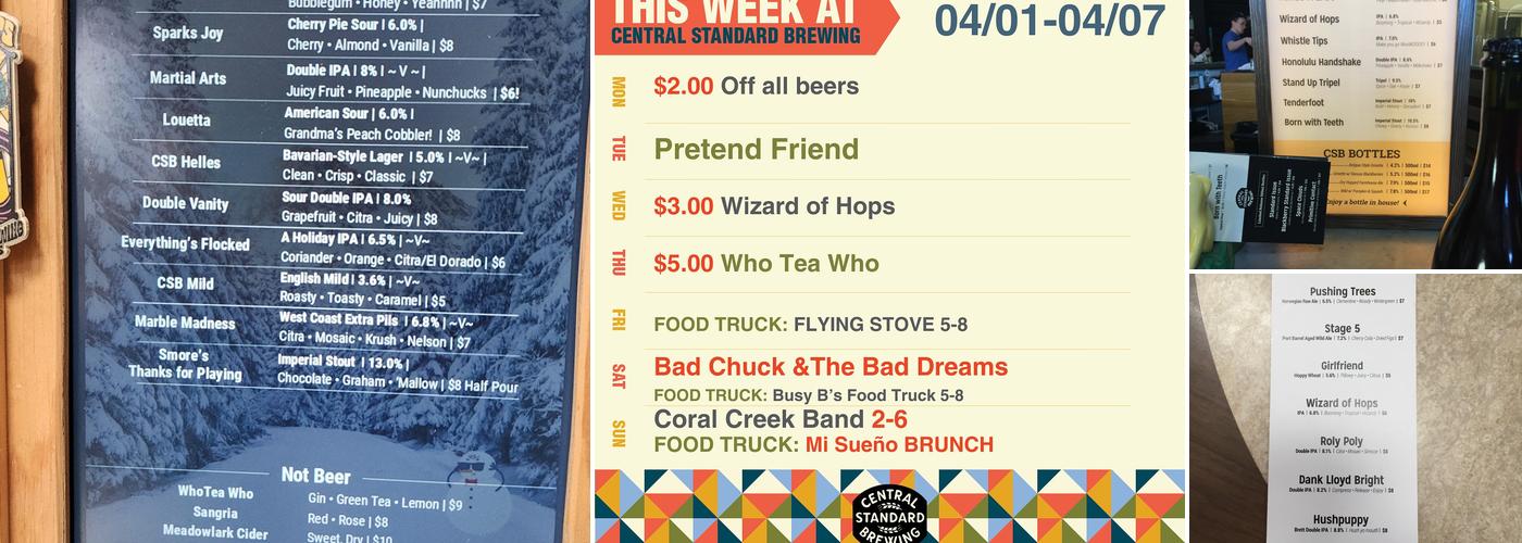 Central Standard Brewing Menu