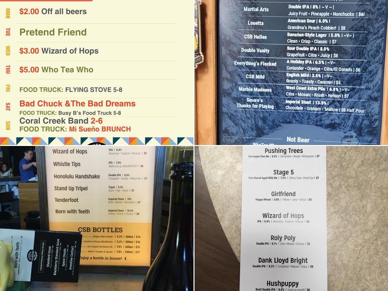 Central Standard Brewing Menu
