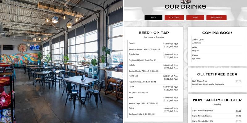 Red Crow Brewing Company Menu