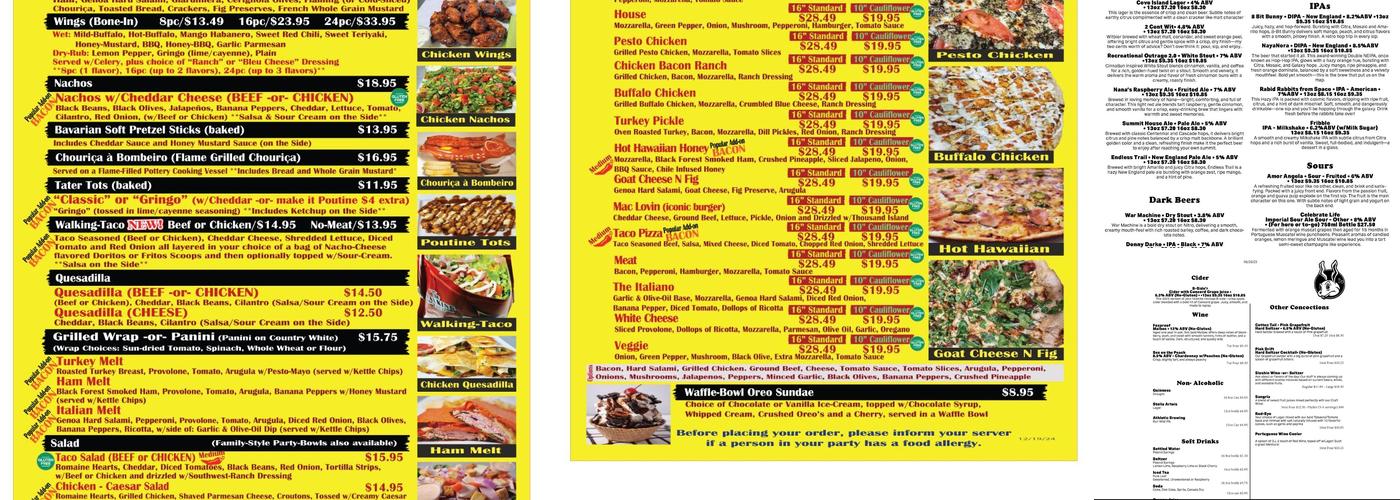 Drunken Rabbit Brewing Menu