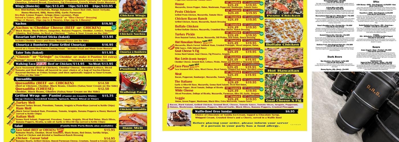 Drunken Rabbit Brewing Menu