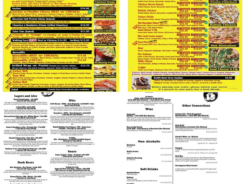 Drunken Rabbit Brewing Menu