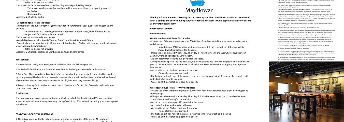 Mayflower Brewing Company Menu