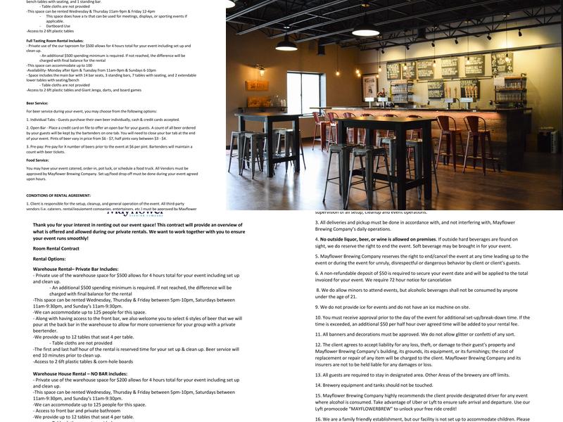 Mayflower Brewing Company Menu