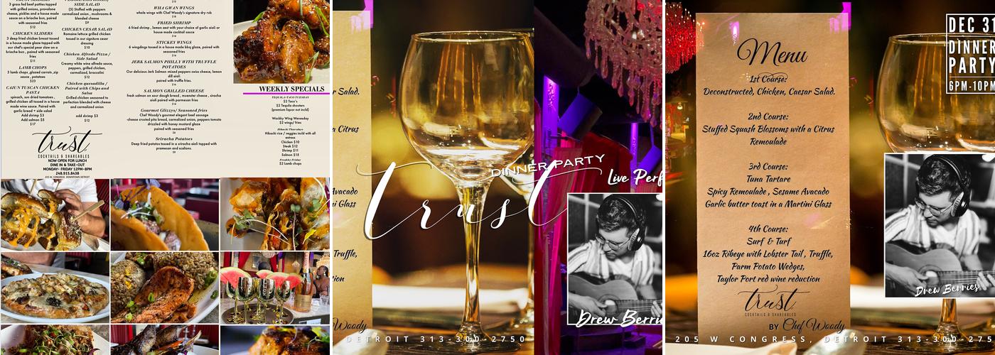Trust Cocktails, Shareables & Nightlife Menu