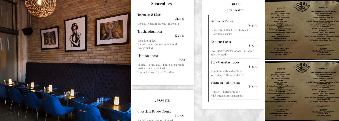 Cobble Social House Menu