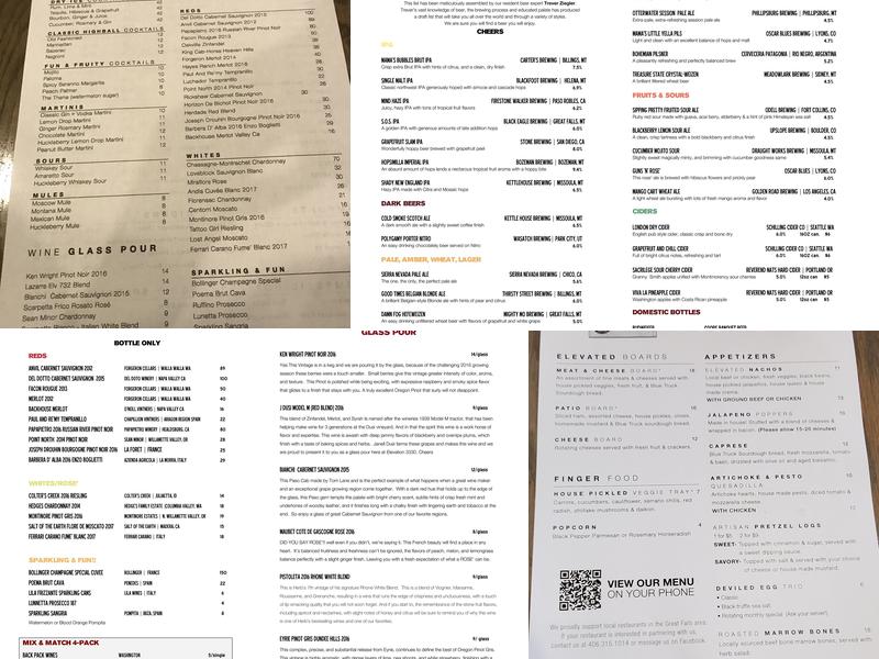 Elevation 3330 Menu